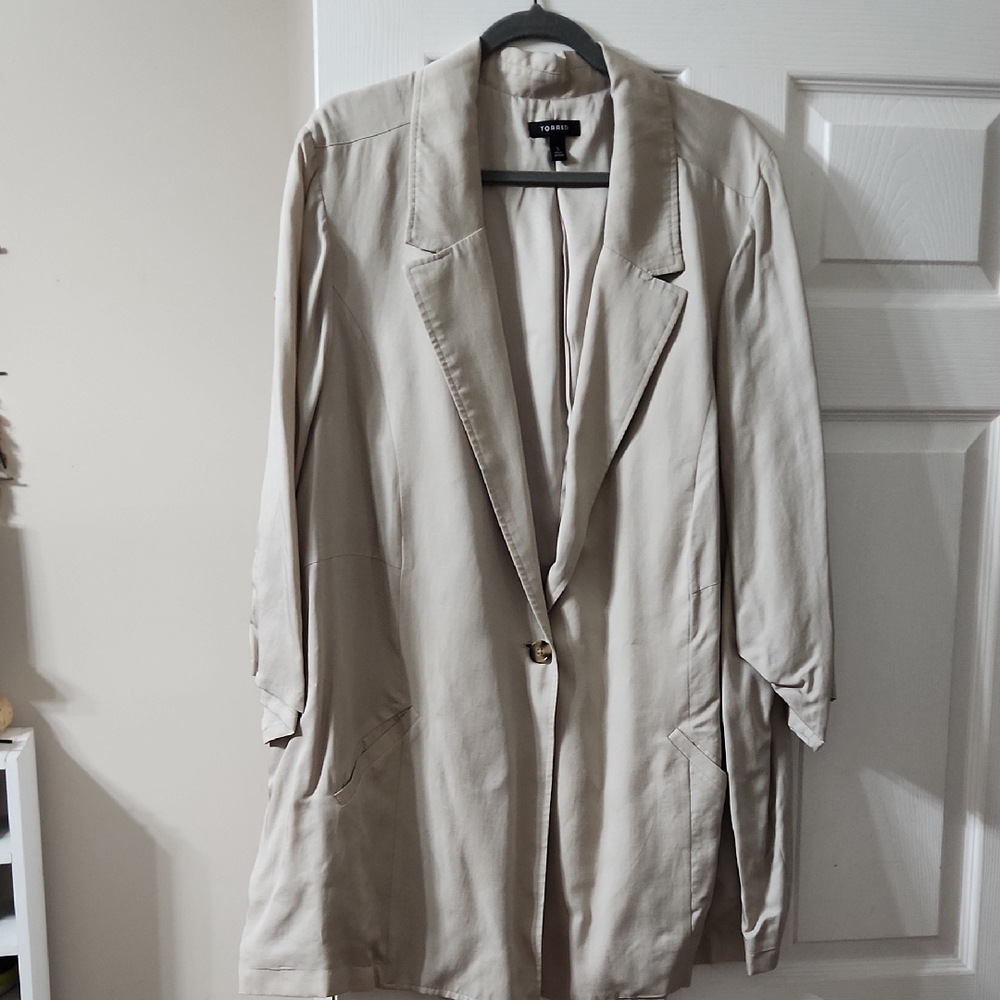 Tahari Cream Linen Women's Blazer 3/4 Sleeves Nwot